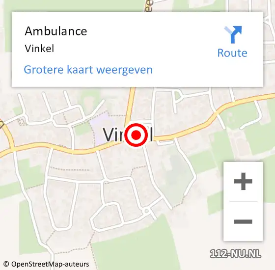 Locatie op kaart van de 112 melding: Ambulance Vinkel op 2 oktober 2020 16:23