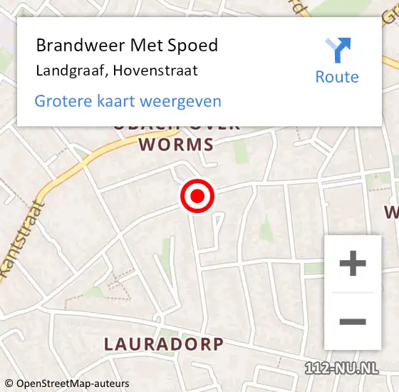 Locatie op kaart van de 112 melding: Brandweer Met Spoed Naar Landgraaf, Hovenstraat op 2 oktober 2020 18:31