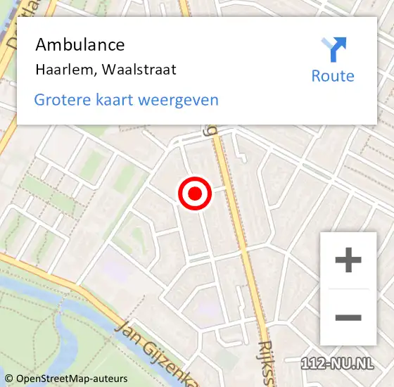 Locatie op kaart van de 112 melding: Ambulance Haarlem, Waalstraat op 2 oktober 2020 20:51
