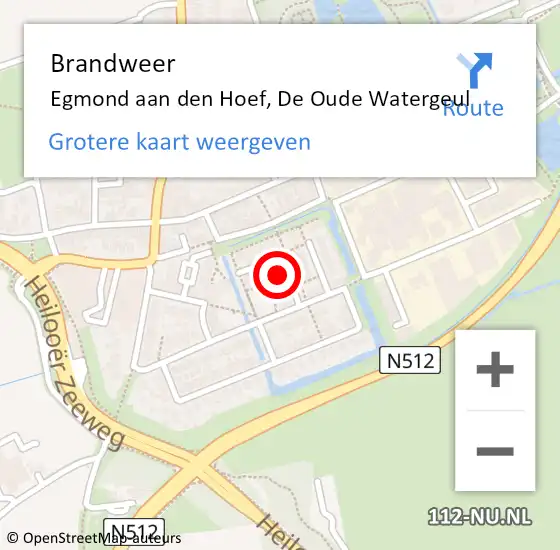 Locatie op kaart van de 112 melding: Brandweer Egmond aan den Hoef, De Oude Watergeul op 2 oktober 2020 21:02