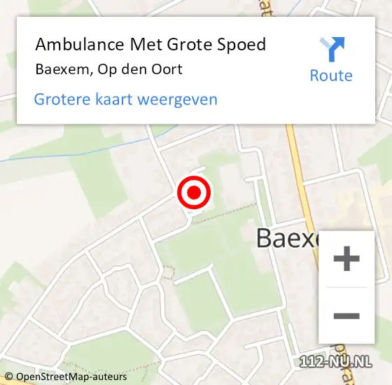 Locatie op kaart van de 112 melding: Ambulance Met Grote Spoed Naar Baexem, Op Den Oort op 3 oktober 2020 00:11