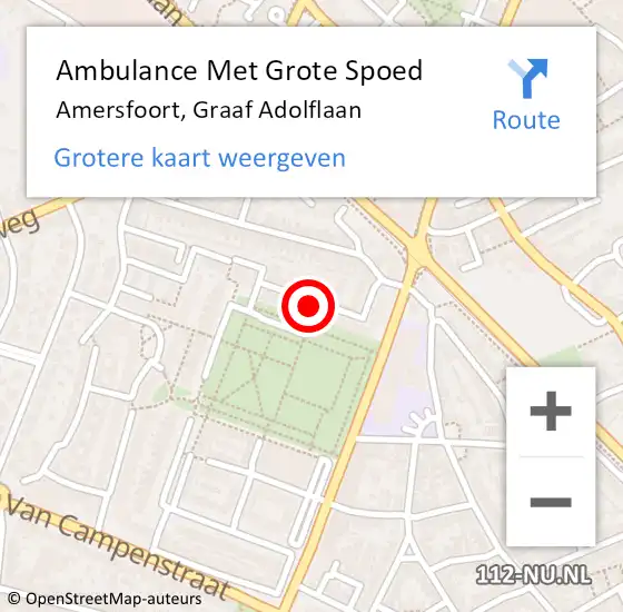 Locatie op kaart van de 112 melding: Ambulance Met Grote Spoed Naar Amersfoort, Graaf Adolflaan op 3 oktober 2020 00:21