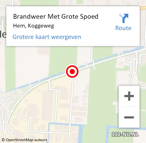 Locatie op kaart van de 112 melding: Brandweer Met Grote Spoed Naar Hem, Koggeweg op 3 oktober 2020 01:50