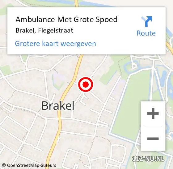 Locatie op kaart van de 112 melding: Ambulance Met Grote Spoed Naar Brakel, Flegelstraat op 3 oktober 2020 02:36