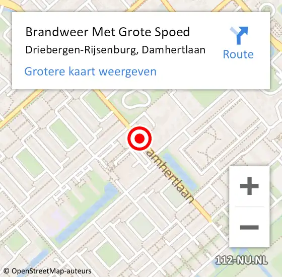 Locatie op kaart van de 112 melding: Brandweer Met Grote Spoed Naar Driebergen-Rijsenburg, Damhertlaan op 3 oktober 2020 06:09