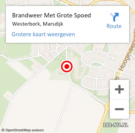 Locatie op kaart van de 112 melding: Brandweer Met Grote Spoed Naar Westerbork, Marsdijk op 3 oktober 2020 07:33