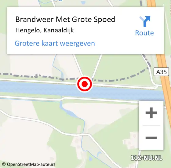 Locatie op kaart van de 112 melding: Brandweer Met Grote Spoed Naar Hengelo, Kanaaldijk op 3 oktober 2020 08:15