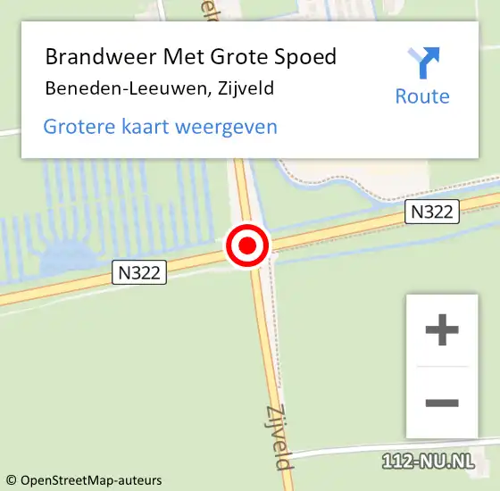 Locatie op kaart van de 112 melding: Brandweer Met Grote Spoed Naar Beneden-Leeuwen, Zijveld op 4 oktober 2020 02:53