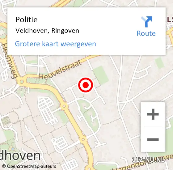 Locatie op kaart van de 112 melding: Politie Veldhoven, Ringoven op 4 oktober 2020 05:20