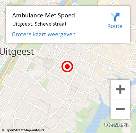 Locatie op kaart van de 112 melding: Ambulance Met Spoed Naar Uitgeest, Schevelstraat op 4 oktober 2020 07:38