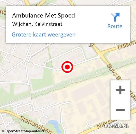 Locatie op kaart van de 112 melding: Ambulance Met Spoed Naar Wijchen, Kelvinstraat op 4 oktober 2020 08:55