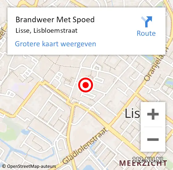 Locatie op kaart van de 112 melding: Brandweer Met Spoed Naar Lisse, Lisbloemstraat op 4 oktober 2020 10:42