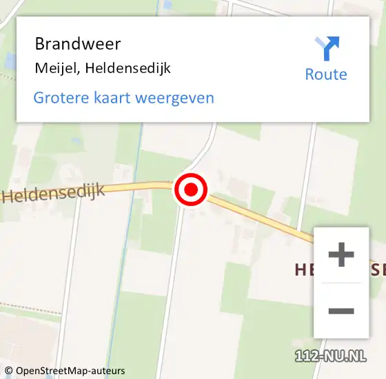 Locatie op kaart van de 112 melding: Brandweer Meijel, Heldensedijk op 4 oktober 2020 10:52