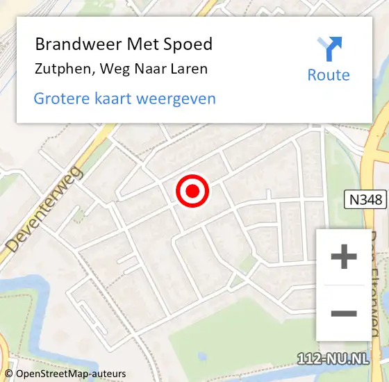 Locatie op kaart van de 112 melding: Brandweer Met Spoed Naar Zutphen, Weg Naar Laren op 4 oktober 2020 12:10