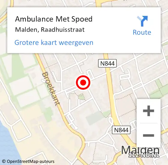 Locatie op kaart van de 112 melding: Ambulance Met Spoed Naar Malden, Raadhuisstraat op 4 oktober 2020 12:28