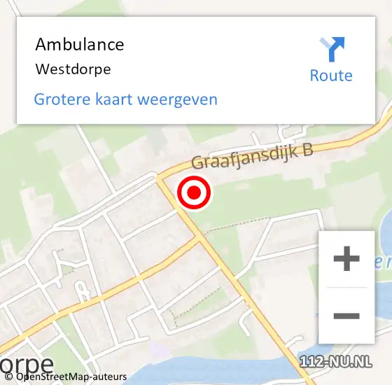 Locatie op kaart van de 112 melding: Ambulance Westdorpe op 4 oktober 2020 14:17