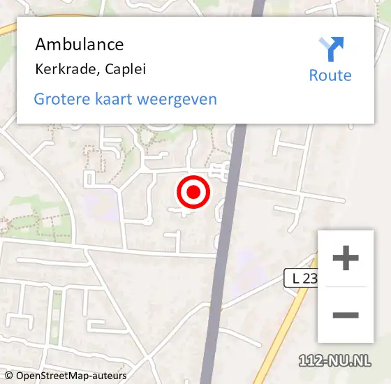 Locatie op kaart van de 112 melding: Ambulance Kerkrade, Caplei op 2 oktober 2013 15:06