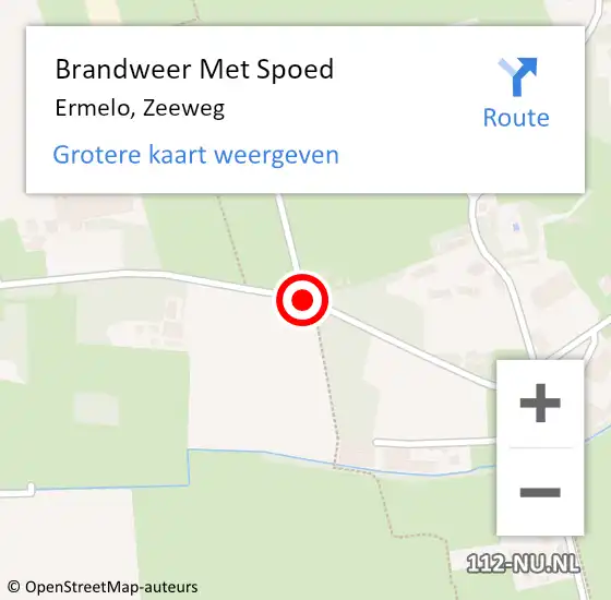 Locatie op kaart van de 112 melding: Brandweer Met Spoed Naar Ermelo, Zeeweg op 4 oktober 2020 16:24