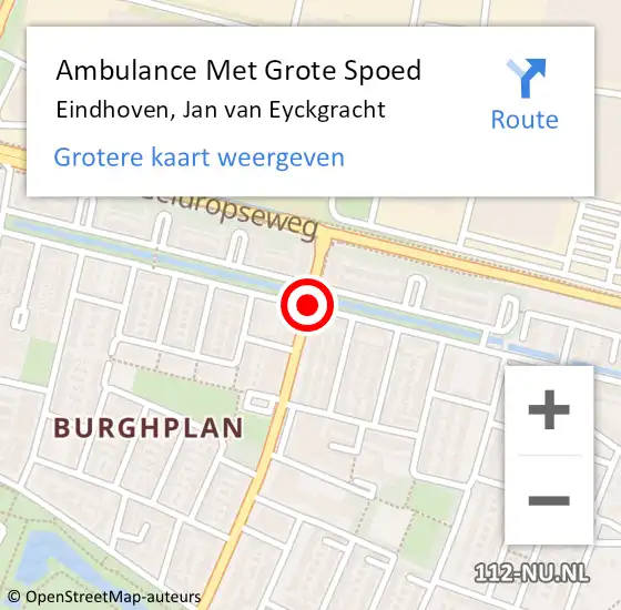 Locatie op kaart van de 112 melding: Ambulance Met Grote Spoed Naar Eindhoven, Jan van Eyckgracht op 4 oktober 2020 17:07