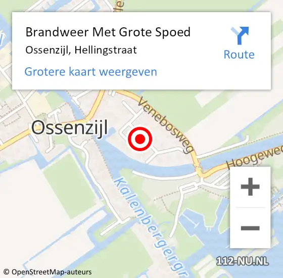 Locatie op kaart van de 112 melding: Brandweer Met Grote Spoed Naar Ossenzijl, Hellingstraat op 4 oktober 2020 17:13