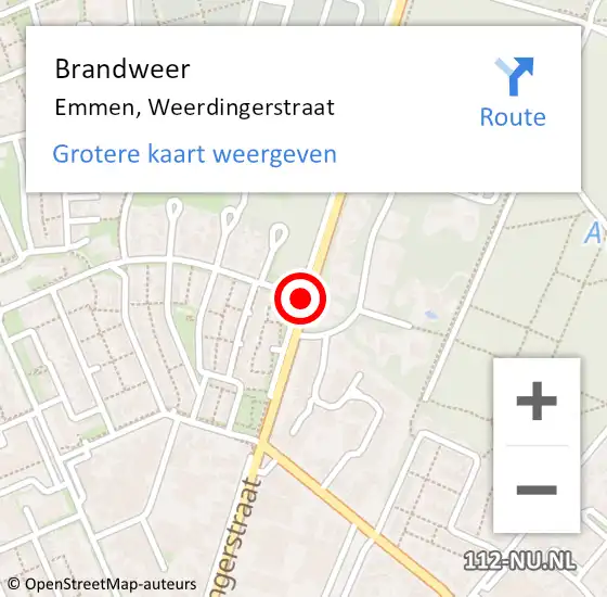 Locatie op kaart van de 112 melding: Brandweer Emmen, Weerdingerstraat op 4 oktober 2020 17:22