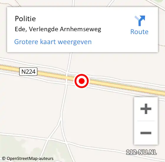 Locatie op kaart van de 112 melding: Politie Ede, Verlengde Arnhemseweg op 4 oktober 2020 17:23