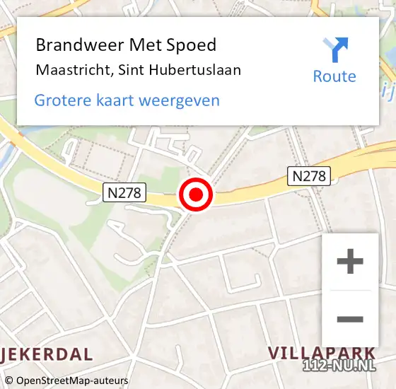 Locatie op kaart van de 112 melding: Brandweer Met Spoed Naar Maastricht, Sint Hubertuslaan op 4 oktober 2020 17:34