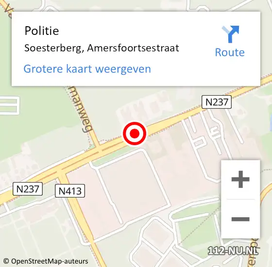 Locatie op kaart van de 112 melding: Politie Soesterberg, Amersfoortsestraat op 4 oktober 2020 18:14