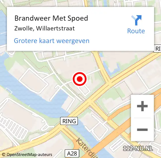 Locatie op kaart van de 112 melding: Brandweer Met Spoed Naar Zwolle, Willaertstraat op 20 mei 2014 21:19