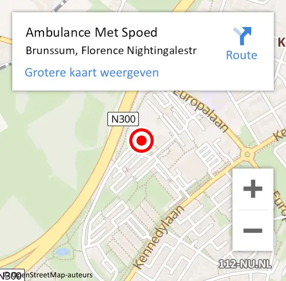 Locatie op kaart van de 112 melding: Ambulance Met Spoed Naar Brunssum, Florence Nightingalestr op 20 mei 2014 21:23