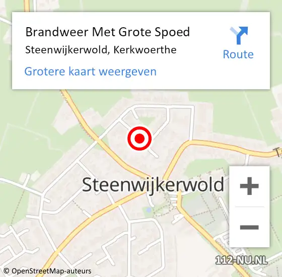Locatie op kaart van de 112 melding: Brandweer Met Grote Spoed Naar Steenwijkerwold, Kerkwoerthe op 4 oktober 2020 19:18