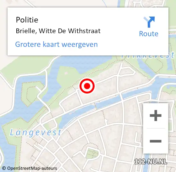 Locatie op kaart van de 112 melding: Politie Brielle, Witte De Withstraat op 4 oktober 2020 20:55