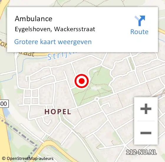 Locatie op kaart van de 112 melding: Ambulance Eygelshoven, Wackersstraat op 20 mei 2014 21:36