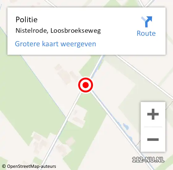 Locatie op kaart van de 112 melding: Politie Nistelrode, Loosbroekseweg op 4 oktober 2020 22:20