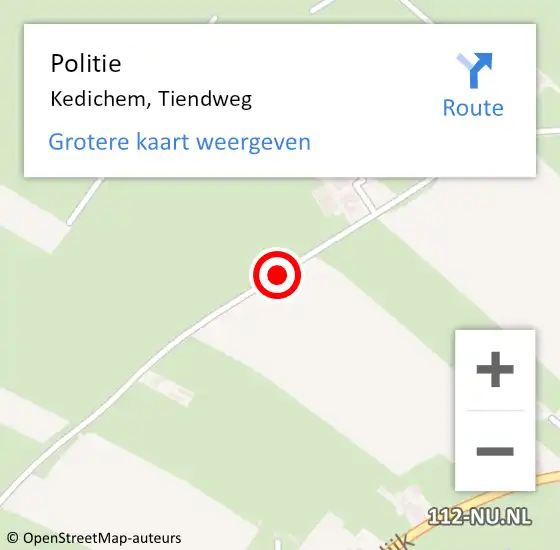 Locatie op kaart van de 112 melding: Politie Kedichem, Tiendweg op 4 oktober 2020 22:21