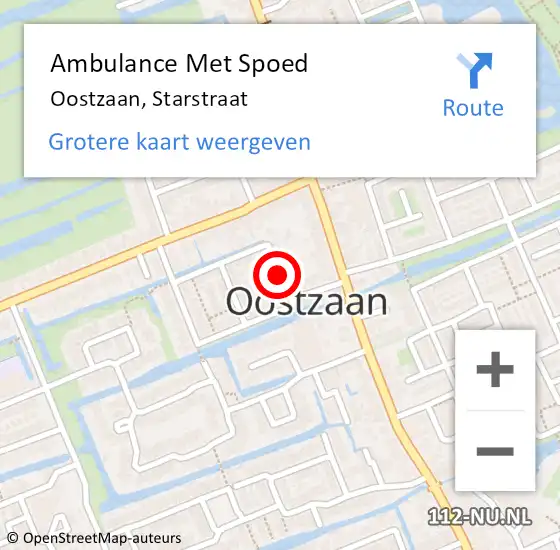 Locatie op kaart van de 112 melding: Ambulance Met Spoed Naar Oostzaan, Starstraat op 5 oktober 2020 00:32