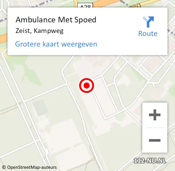 Locatie op kaart van de 112 melding: Ambulance Met Spoed Naar Zeist, Kampweg op 20 mei 2014 22:09
