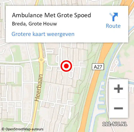 Locatie op kaart van de 112 melding: Ambulance Met Grote Spoed Naar Breda, Grote Houw op 5 oktober 2020 03:59