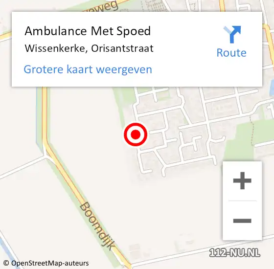 Locatie op kaart van de 112 melding: Ambulance Met Spoed Naar Wissenkerke, Orisantstraat op 20 mei 2014 22:10