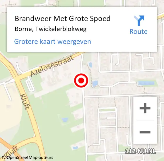 Locatie op kaart van de 112 melding: Brandweer Met Grote Spoed Naar Borne, Twickelerblokweg op 5 oktober 2020 05:07