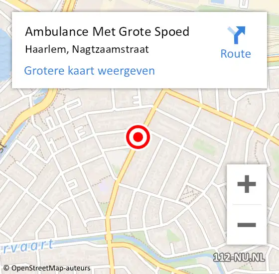 Locatie op kaart van de 112 melding: Ambulance Met Grote Spoed Naar Haarlem, Nagtzaamstraat op 5 oktober 2020 06:53