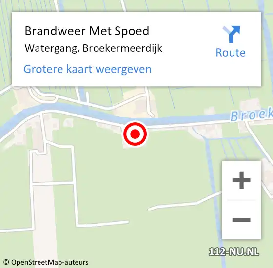 Locatie op kaart van de 112 melding: Brandweer Met Spoed Naar Watergang, Broekermeerdijk op 20 mei 2014 22:26