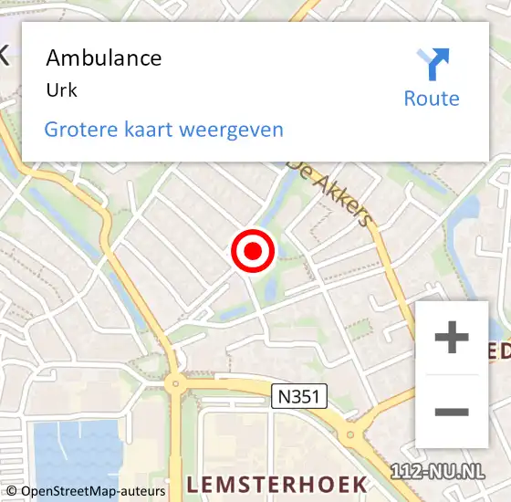 Locatie op kaart van de 112 melding: Ambulance Urk op 5 oktober 2020 09:23