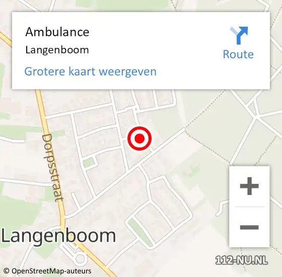 Locatie op kaart van de 112 melding: Ambulance Langenboom op 5 oktober 2020 09:38