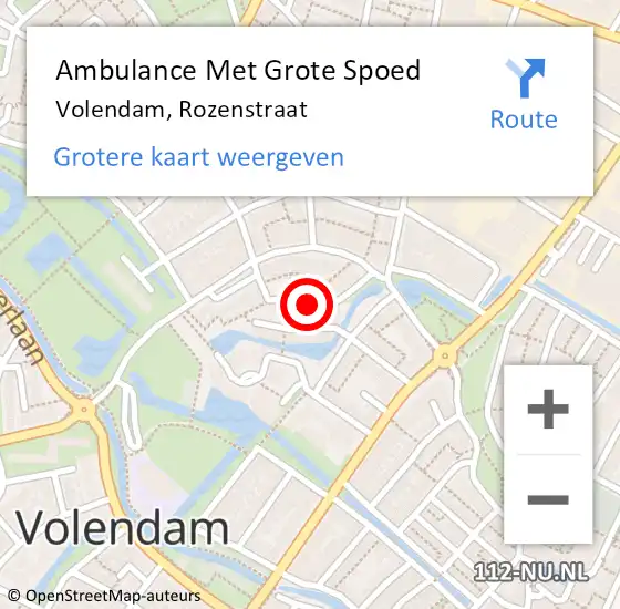 Locatie op kaart van de 112 melding: Ambulance Met Grote Spoed Naar Volendam, Rozenstraat op 5 oktober 2020 09:54