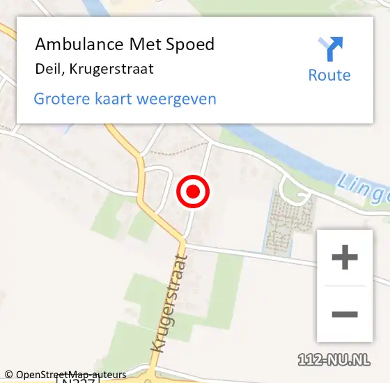 Locatie op kaart van de 112 melding: Ambulance Met Spoed Naar Deil, Krugerstraat op 5 oktober 2020 10:41