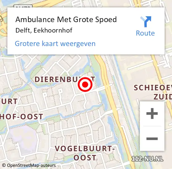 Locatie op kaart van de 112 melding: Ambulance Met Grote Spoed Naar Delft, Eekhoornhof op 5 oktober 2020 12:14