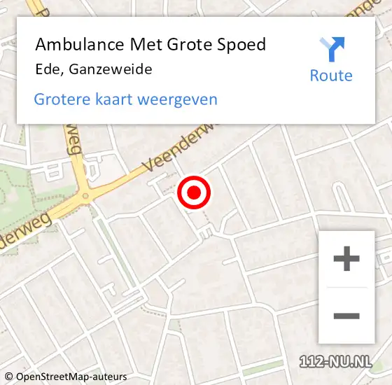 Locatie op kaart van de 112 melding: Ambulance Met Grote Spoed Naar Ede, Ganzeweide op 5 oktober 2020 12:19