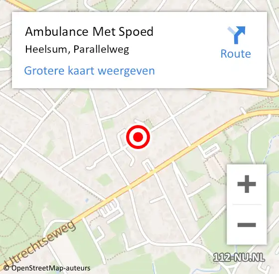 Locatie op kaart van de 112 melding: Ambulance Met Spoed Naar Heelsum, Parallelweg op 5 oktober 2020 13:13
