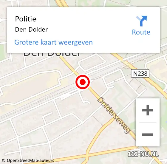 Locatie op kaart van de 112 melding: Politie Den Dolder op 5 oktober 2020 13:18